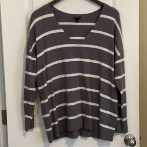 Gray and cream striped sweater